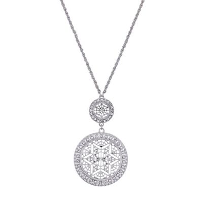 Designer silver filigree disc necklace